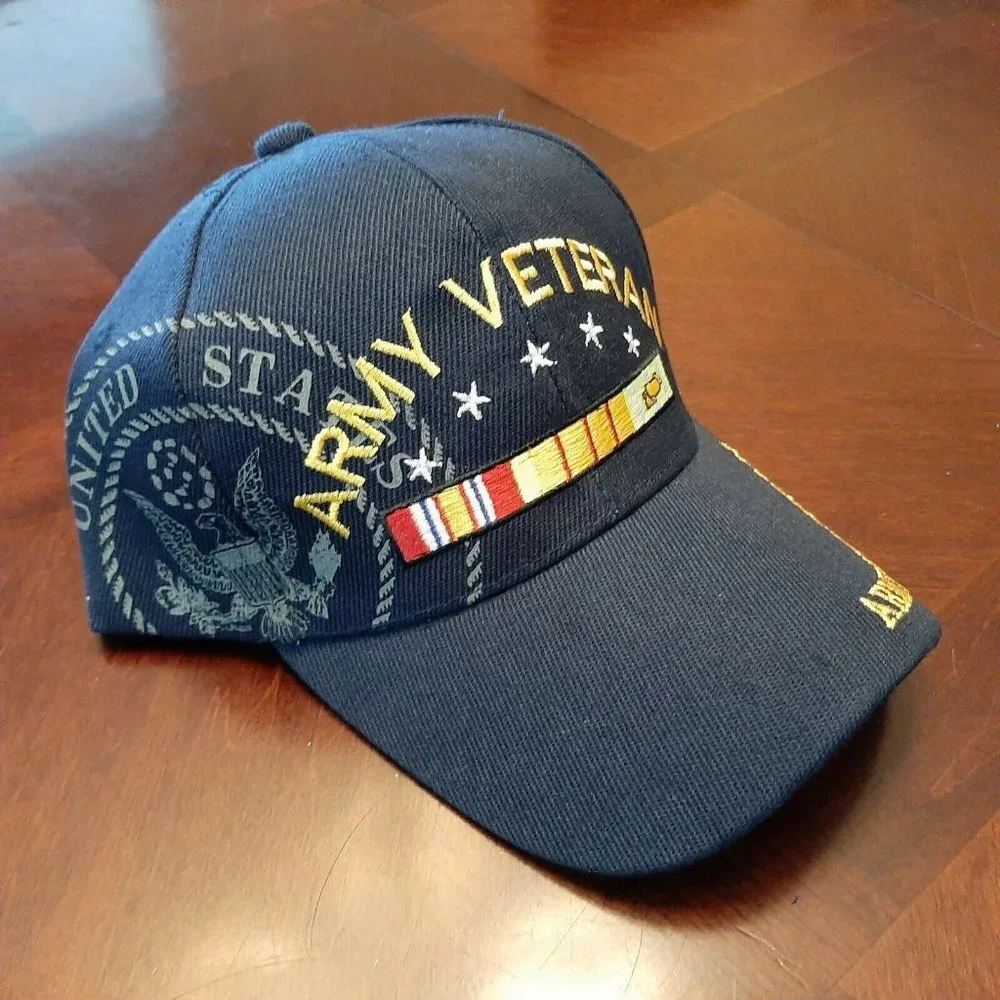 U.S. Army Veteran Hat Embroidered Navy Blue Ball B